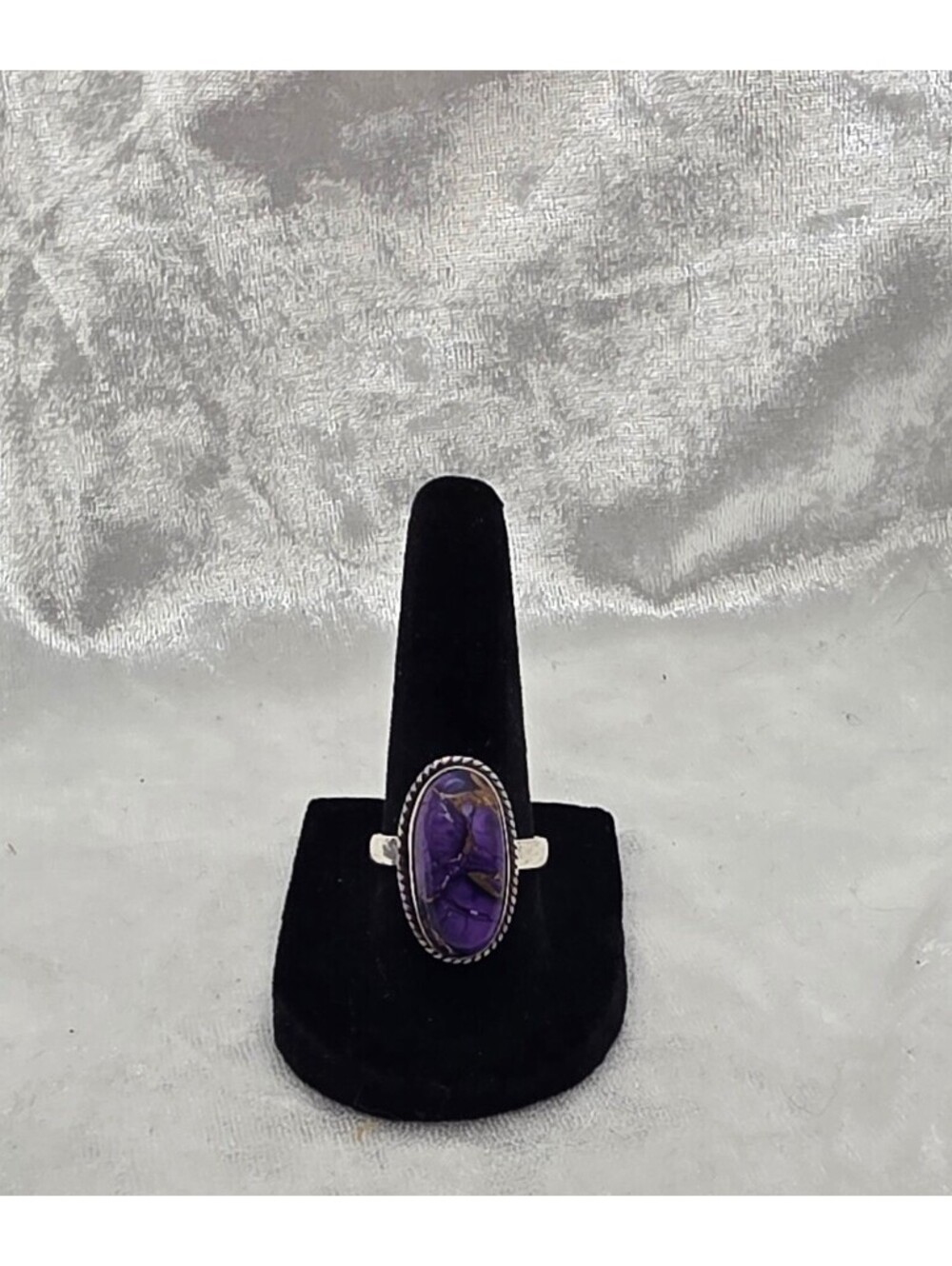 Purple Mojave Turquoise Ring Adjustable 925 Silver Overlay Copper Matrix